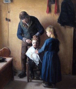 Bij de kapper door Anna Ancher
